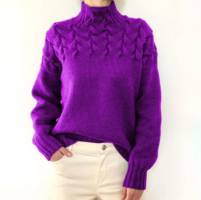 Zenia - warmer Rollkragenpullover aus Webstoff