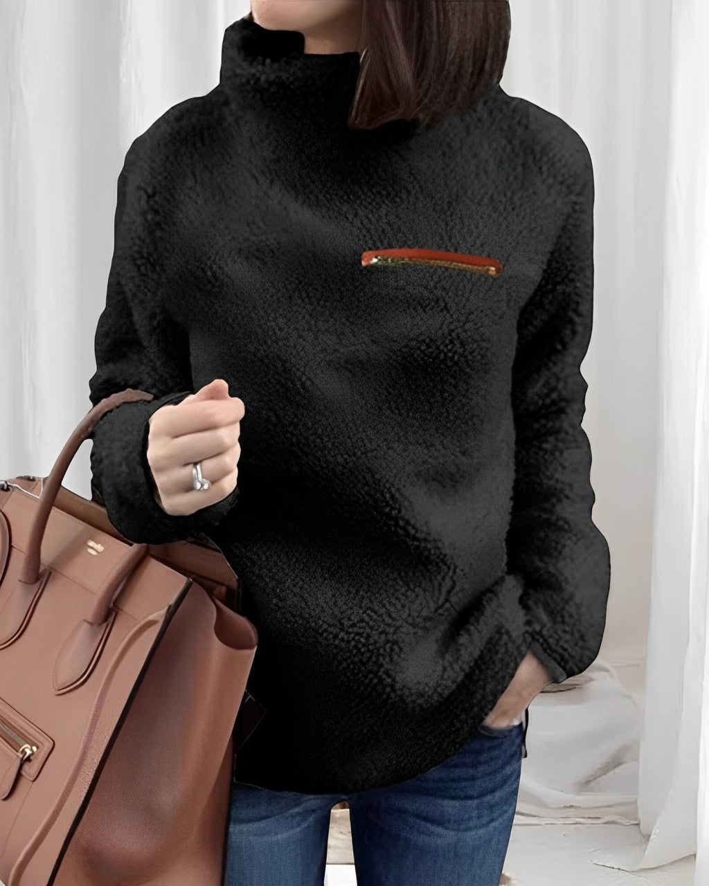 Mikhaila - Stilvoller Pullover mit hohem Kragen und Zipper