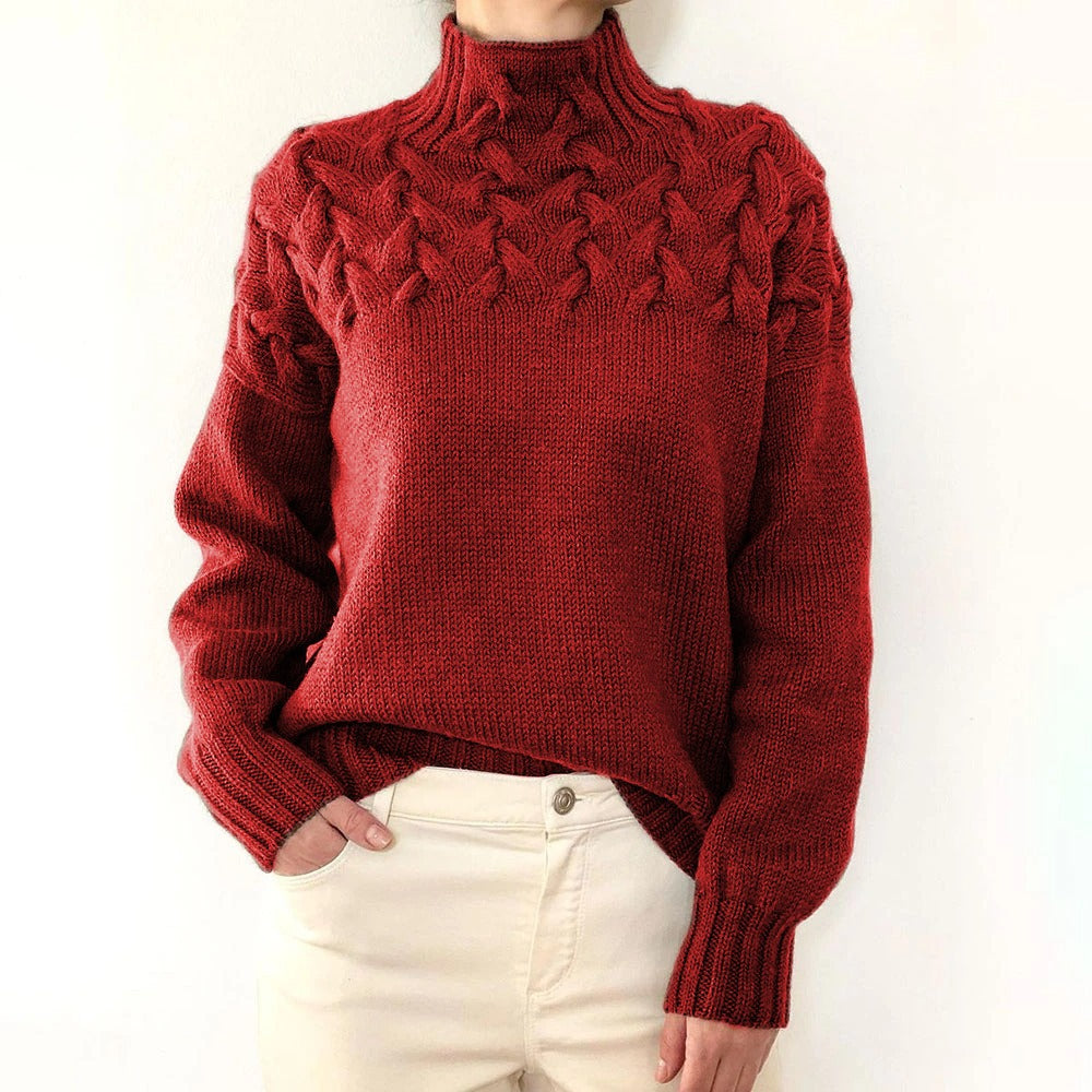 Zenia - warmer Rollkragenpullover aus Webstoff