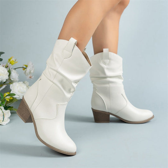 Shelby - Lederstiefel im Vintage-Stil mit Blockabsatz