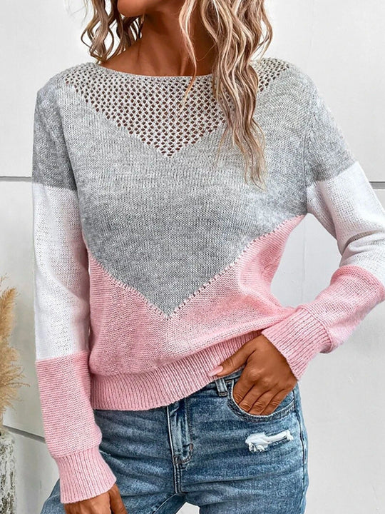 Kayleen - Pullover mit Kontrastfarben und Cut-out-Design