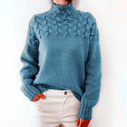 Zenia - warmer Rollkragenpullover aus Webstoff