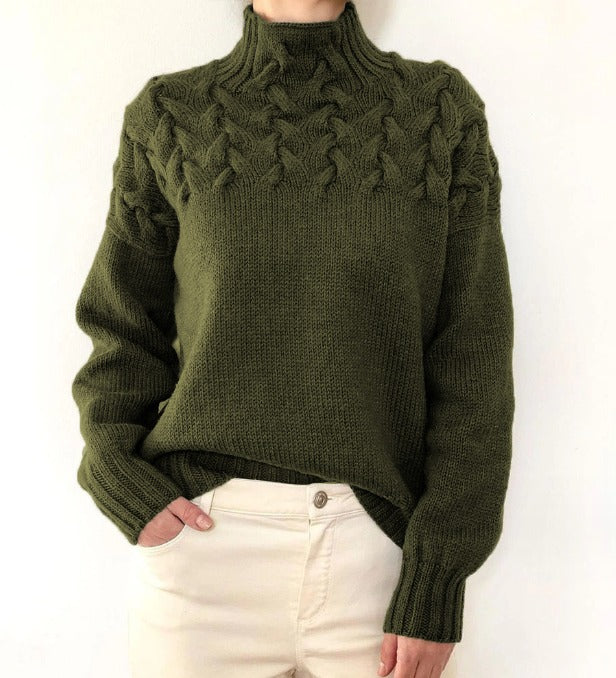 Zenia - warmer Rollkragenpullover aus Webstoff