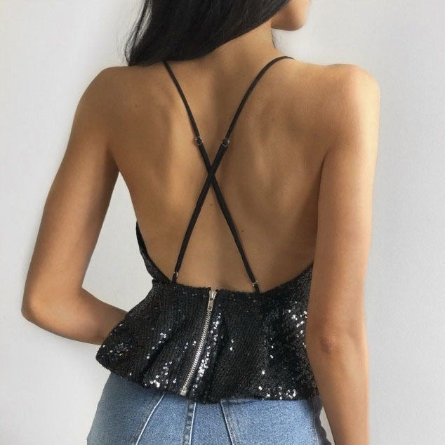 Alva - Glitzerndes Neckholder-Top mit Pailletten