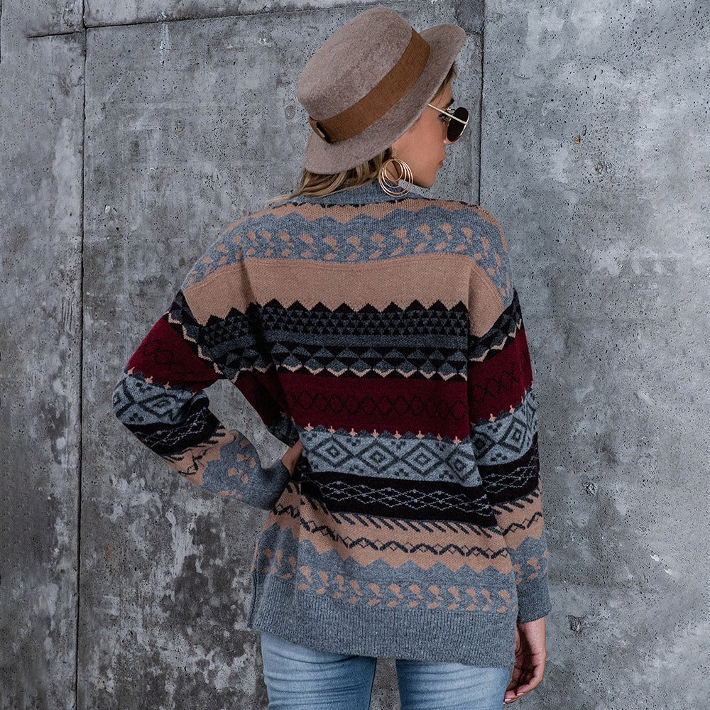 Jaslene - Vintage-Ethno-Pullover im lockeren Schnitt