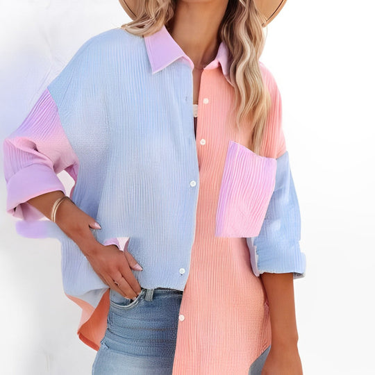 Evalyn - Farbenfrohes Langarm-Cardigan-Shirt