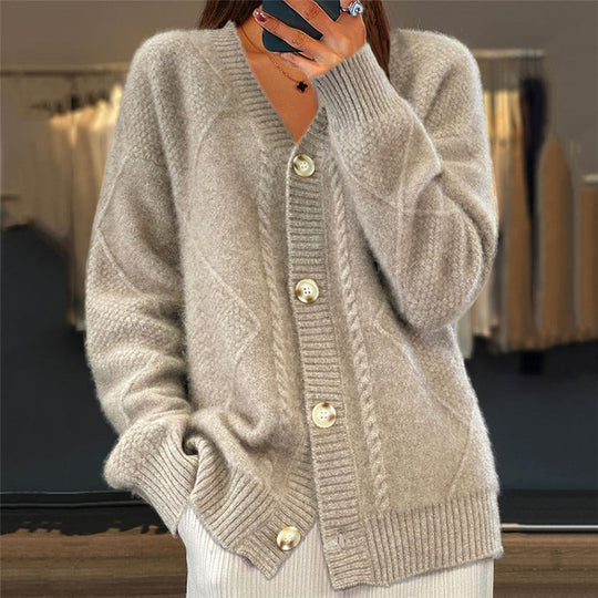 Kassia - Elegante Strickjacke mit Brokatmuster