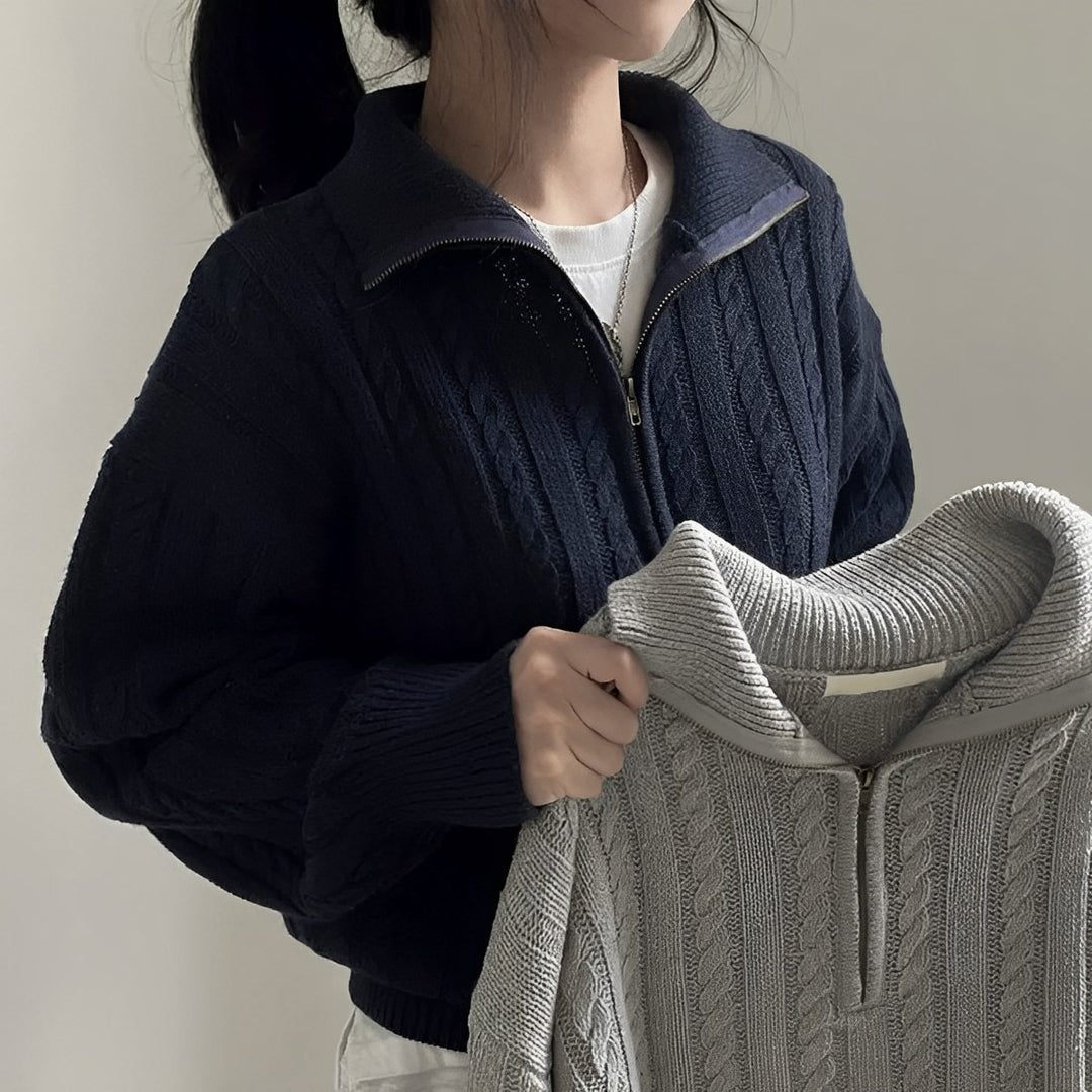 Merla - Moderner Pullover mit halbem Reißverschluss