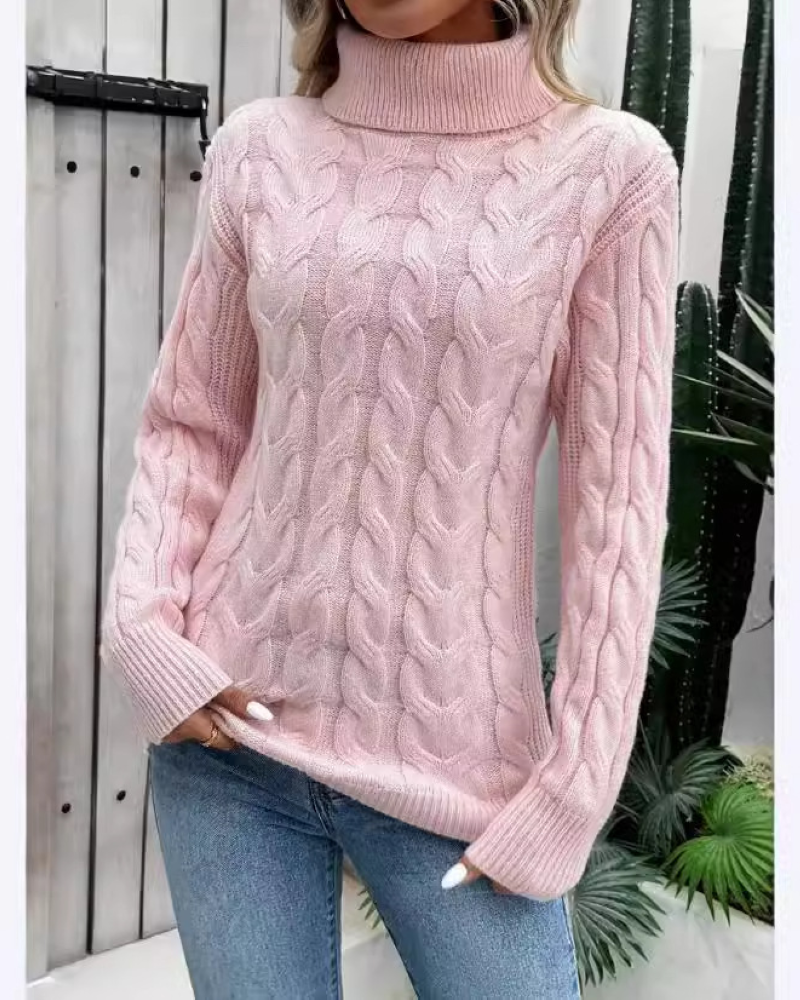 Dunya - Rollkragenpullover im Kabelstrickdesign