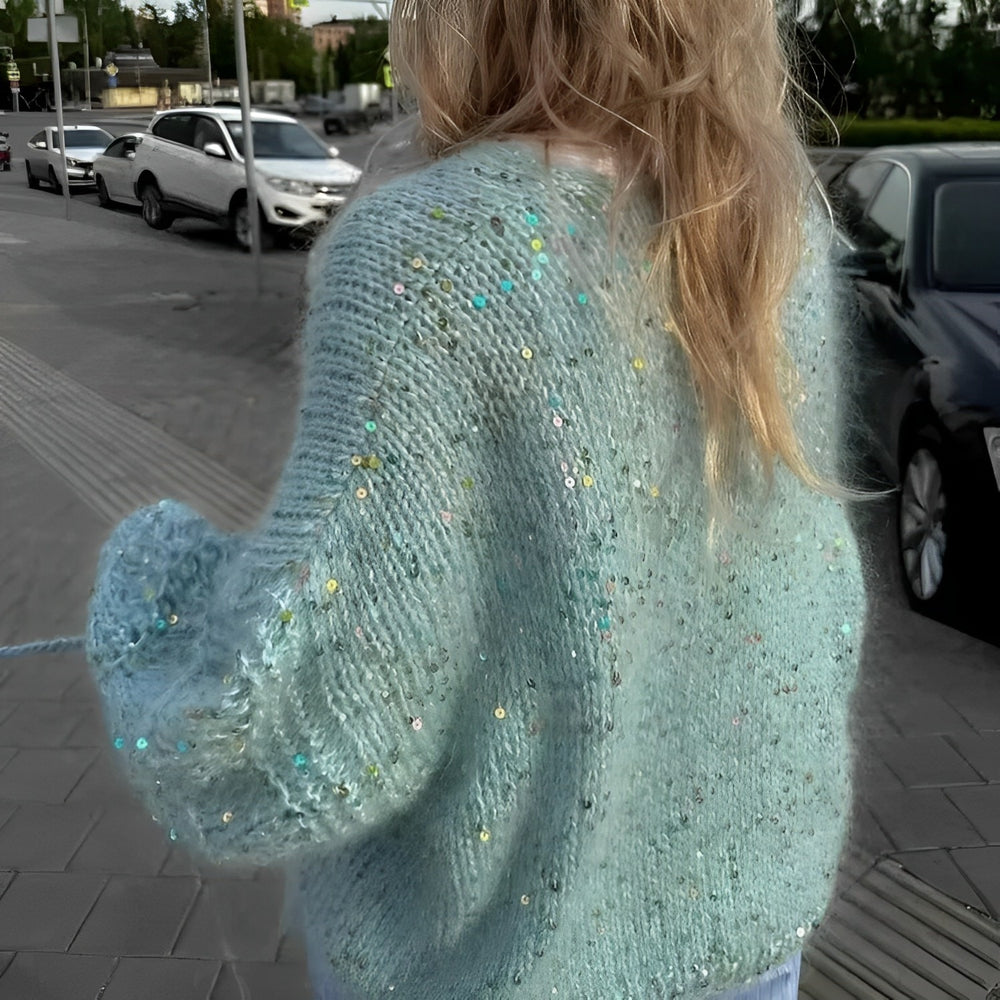 Maris - Glitzer-Strickjacke mit Lochmuster