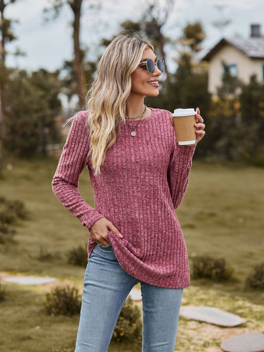 Azaria - Bequemer Slim-Fit Rippenpullover