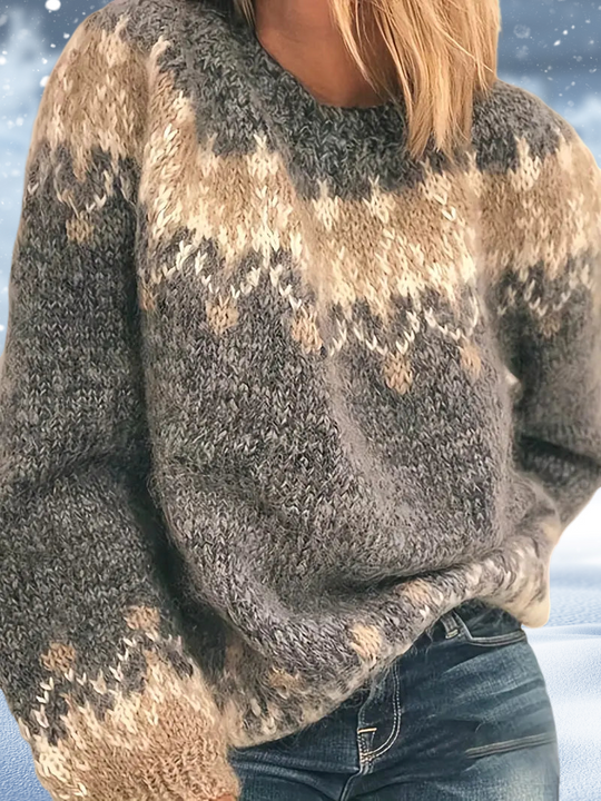 Atlas - Farbblock Grobstrickpullover