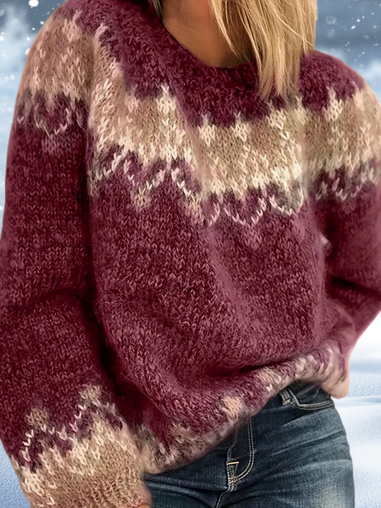 Atlas - Farbblock Grobstrickpullover