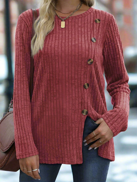 Emalee - Stylischer enger Pullover mit Knopfleiste