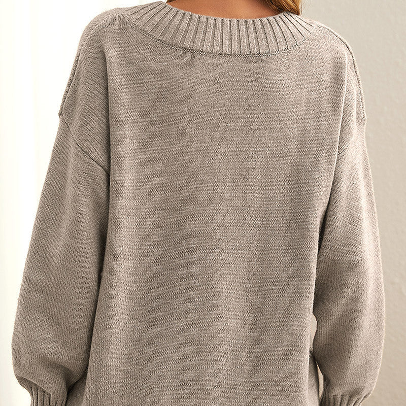 Jessamy - Gerippter V-Ausschnitt Pullover