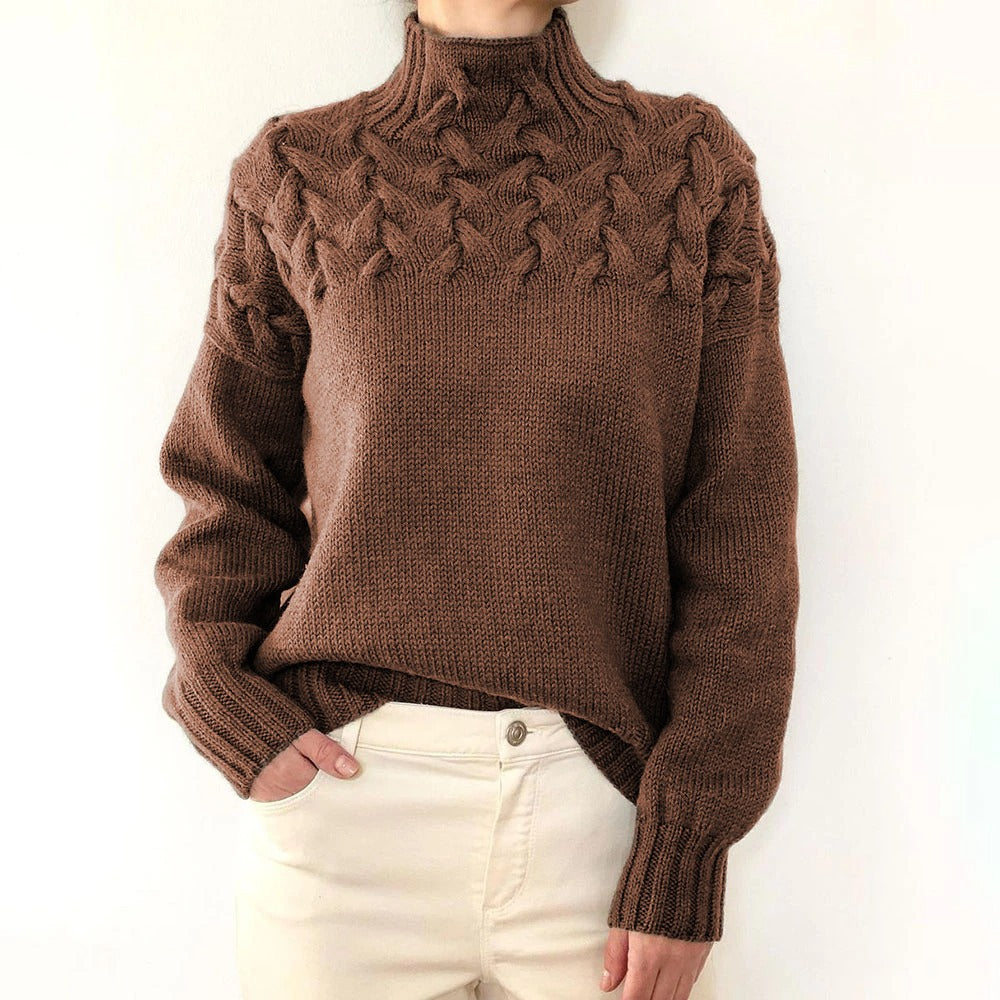 Zenia - warmer Rollkragenpullover aus Webstoff