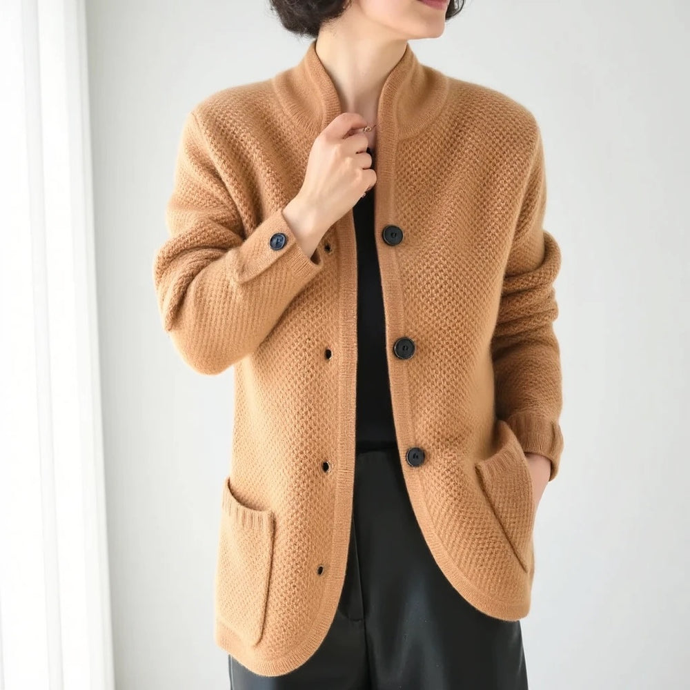 Edda - Elegante Kaschmir-Strickjacke mit Knopf