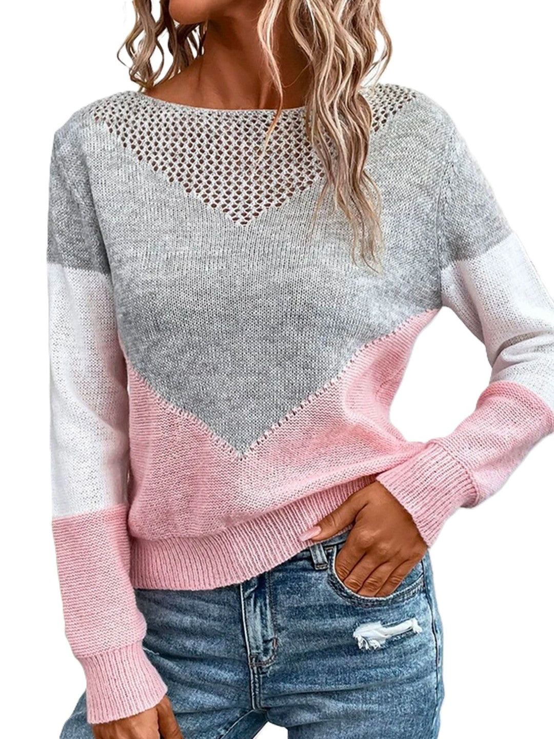 Kayleen - Pullover mit Kontrastfarben und Cut-out-Design