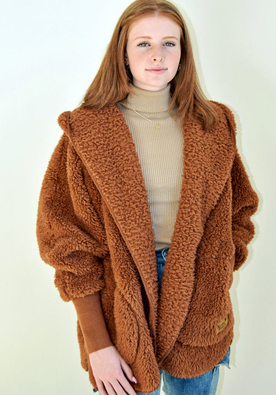 Linda - Teddyfell-Cardigan im Oversize-Stil